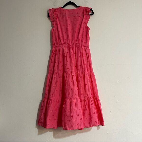 J. Crew Factory Cotton Eyelet Midi Dress Size 2 Hot Pink - Picture 9 of 11